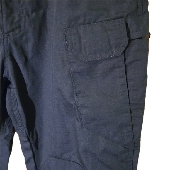W "Multi-Bag" Unisex Black Ripstop Stretch Waist Tactical Cargo Pants Size L - Picture 7 of 16